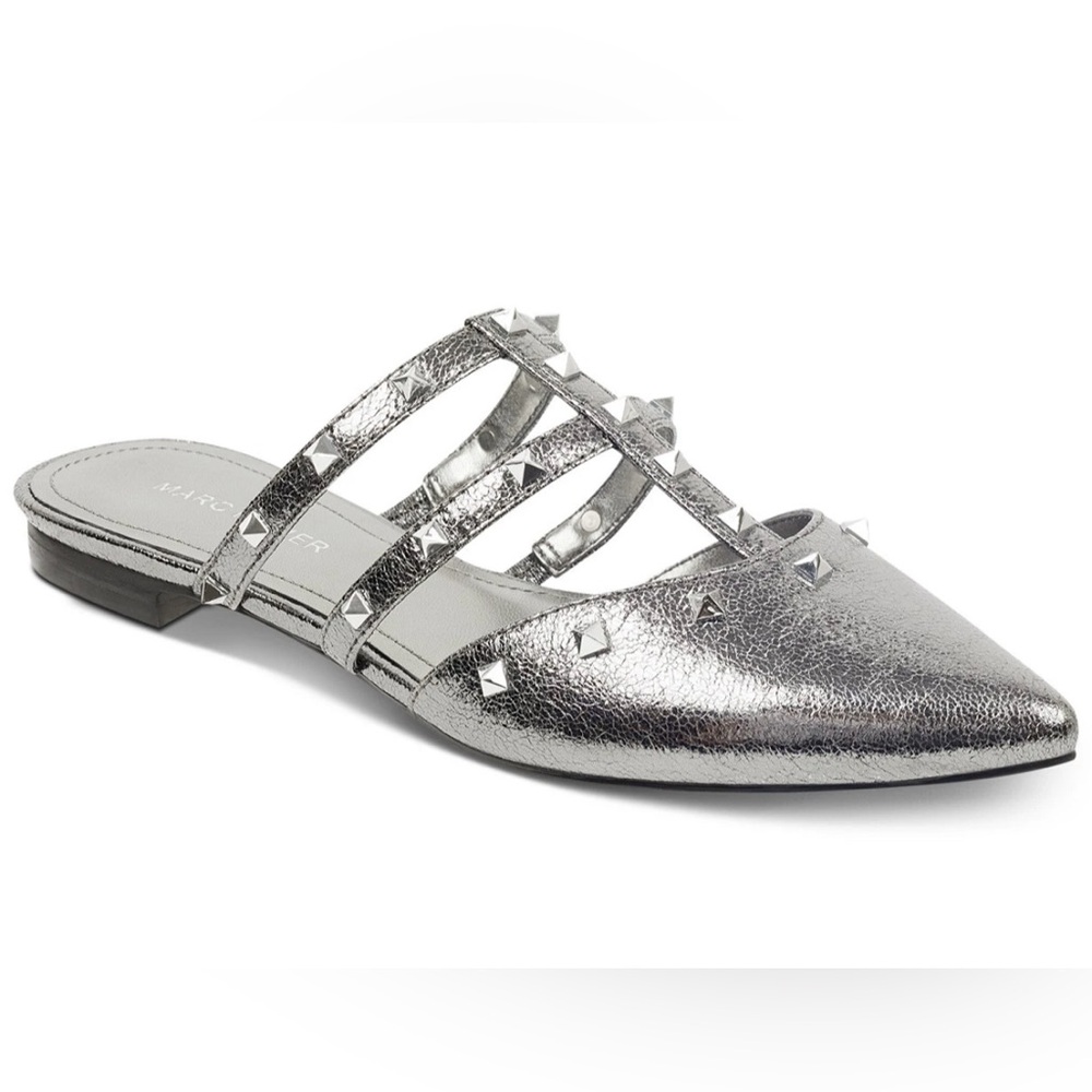 Marc Fisher Metallic Silver Mules